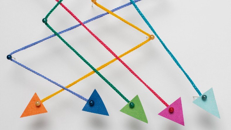 Lines and arrows representing a customer journey.